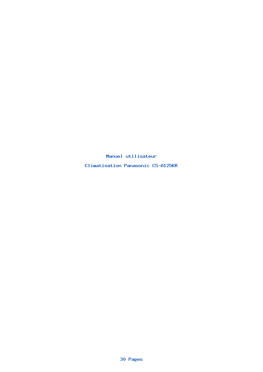 Page 1 de la notice Manuel utilisateur Panasonic CS-A125KR