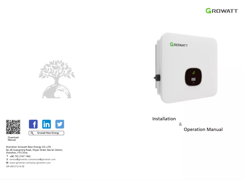 Page 1 de la notice Manuel utilisateur Growatt MOD 4000TL3-X