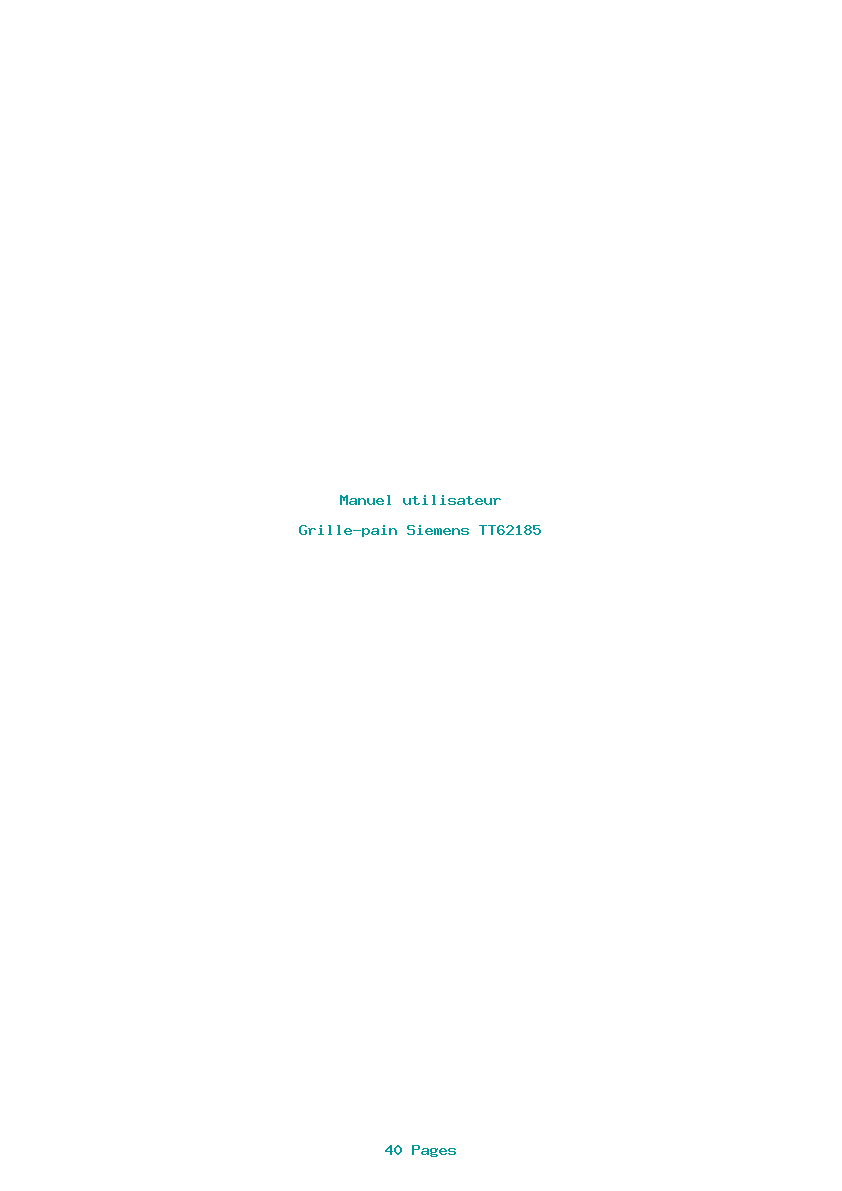 Page 1 de la notice Manuel utilisateur Siemens TT62185