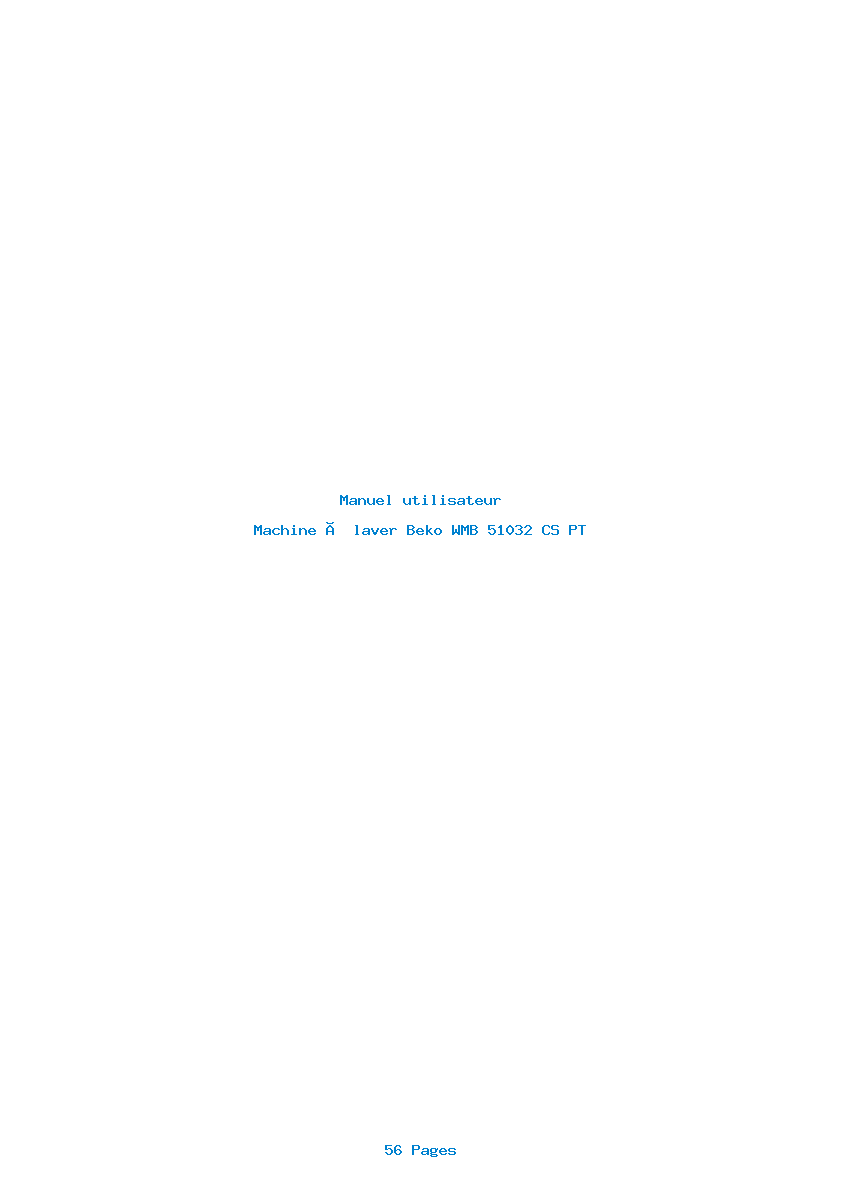 Page 1 de la notice Manuel utilisateur Beko WMB 51032 CS PT