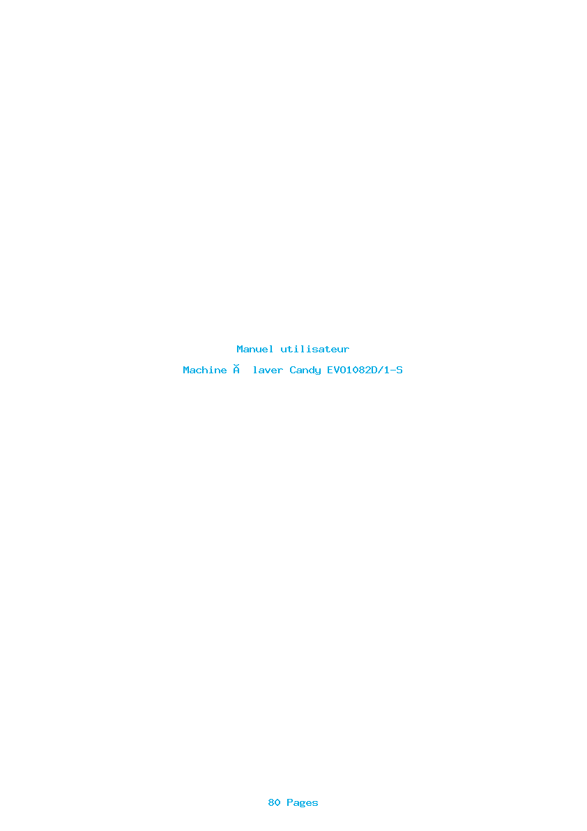 Page 1 de la notice Manuel utilisateur Candy EVO1082D/1-S
