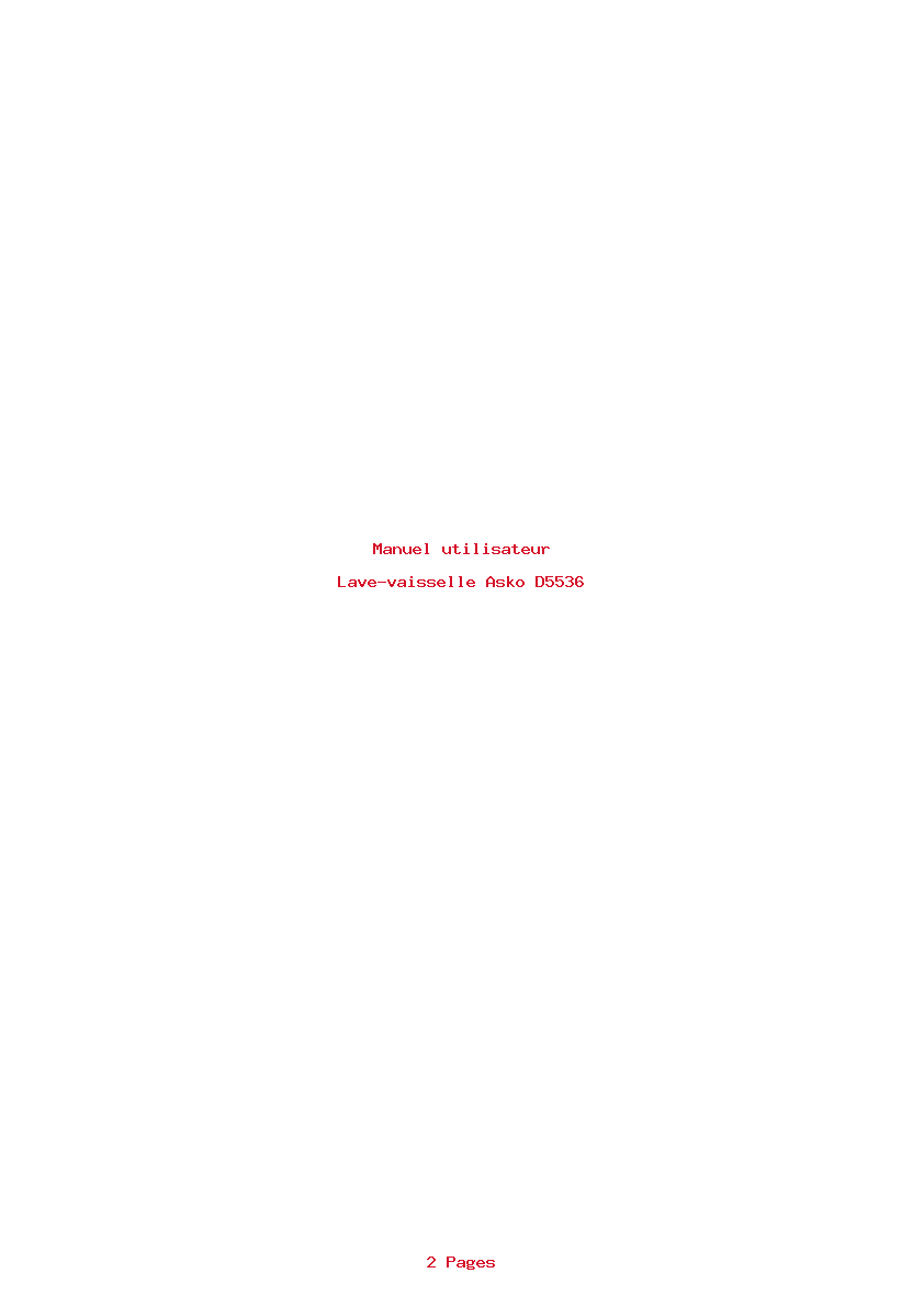 Page 1 de la notice Manuel utilisateur Asko D5536