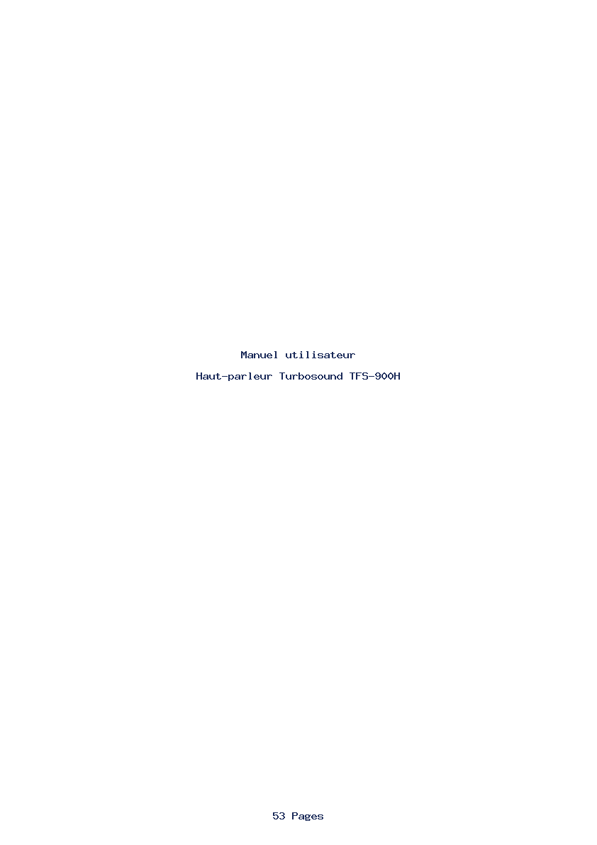 Page 1 de la notice Manuel utilisateur Turbosound TFS-900H