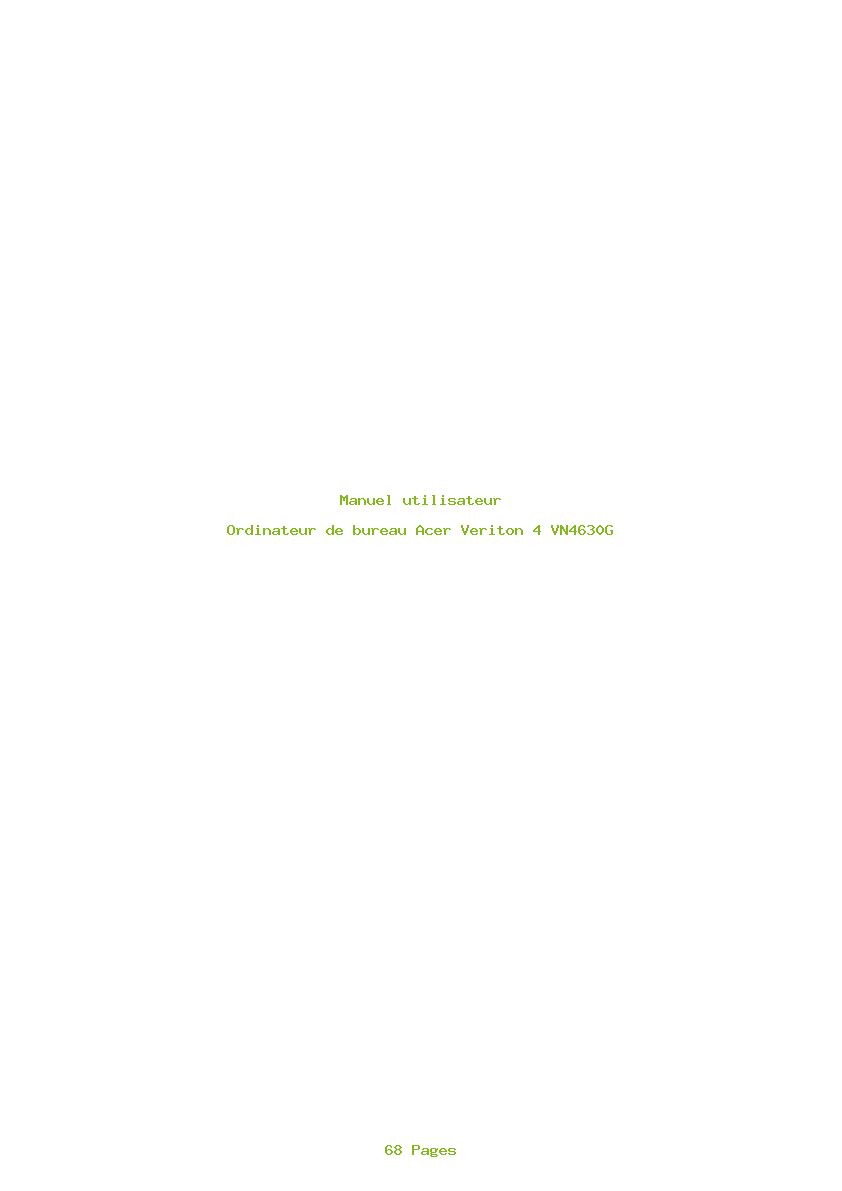 Page 1 de la notice Manuel utilisateur Acer Veriton 4 VN4630G