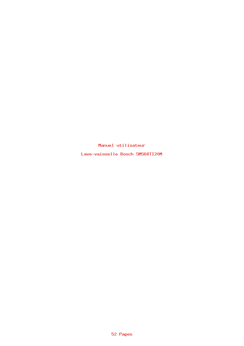 Page 1 de la notice Manuel utilisateur Bosch SMS68TI20M