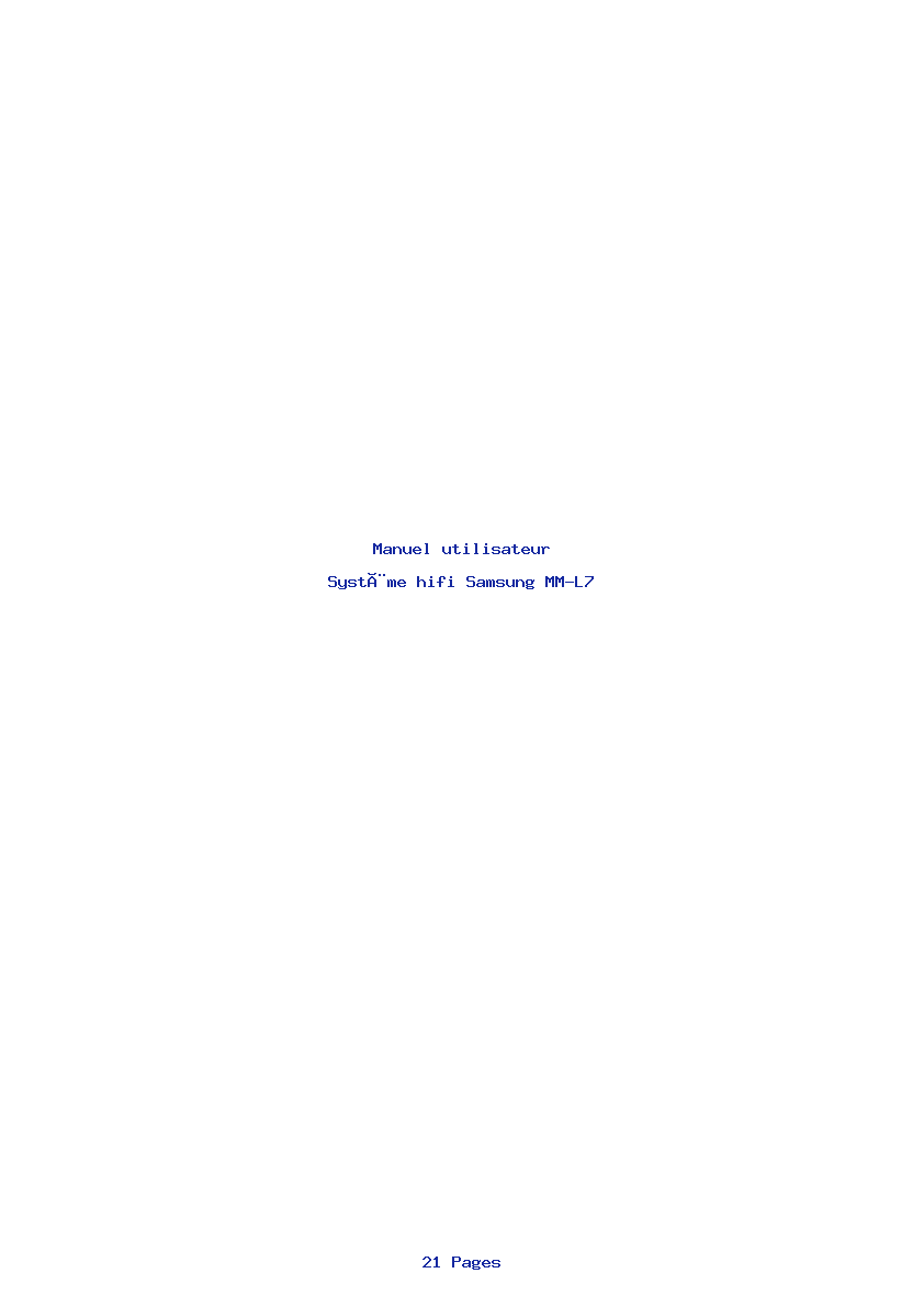 Page 1 de la notice Manuel utilisateur Samsung MM-L7