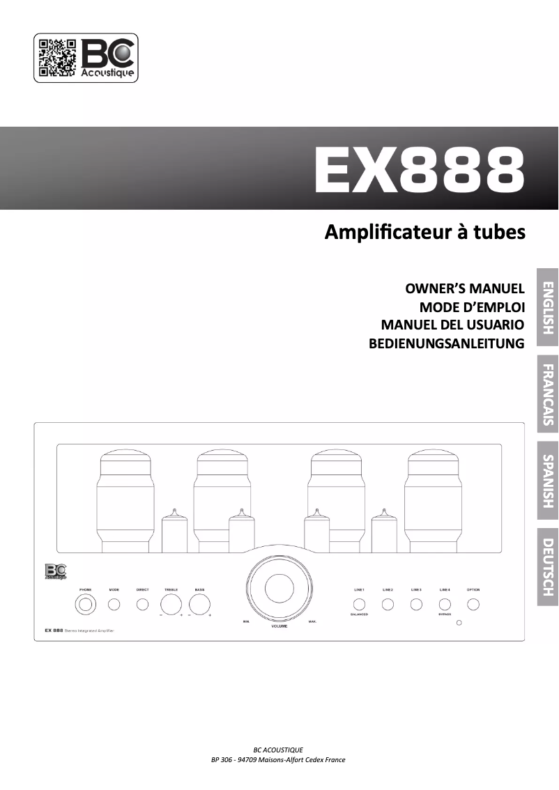 Página 1 del manual Manual de usuario BC Acoustique EX888.1