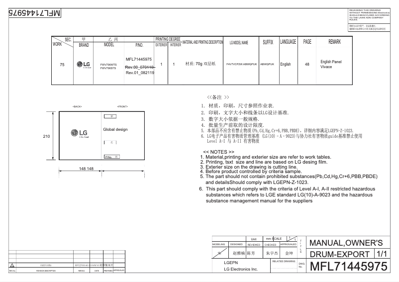 Page 1 de la notice Manuel utilisateur LG F4DV709H2T
