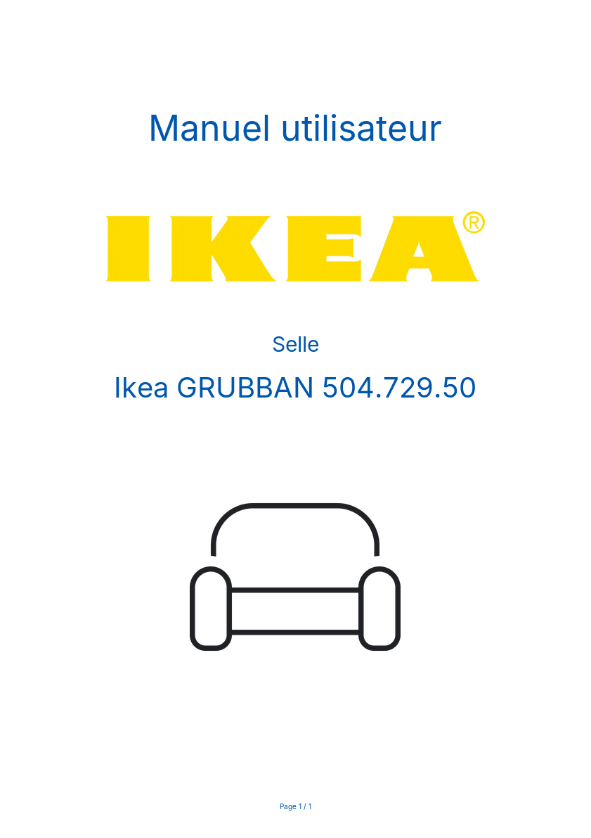 Page 1 de la notice Manuel utilisateur Ikea GRUBBAN 504.729.50