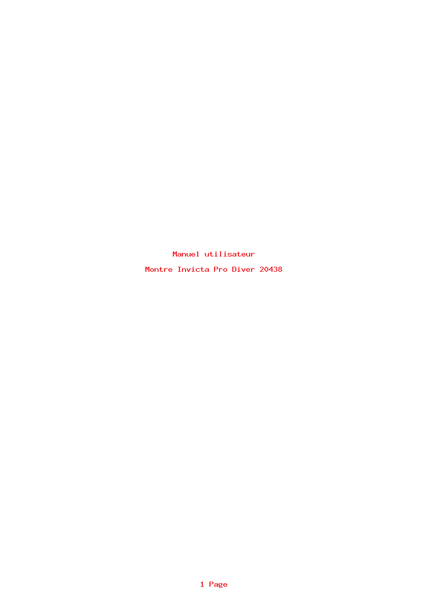 Page 1 de la notice Manuel utilisateur Invicta Pro Diver 20438
