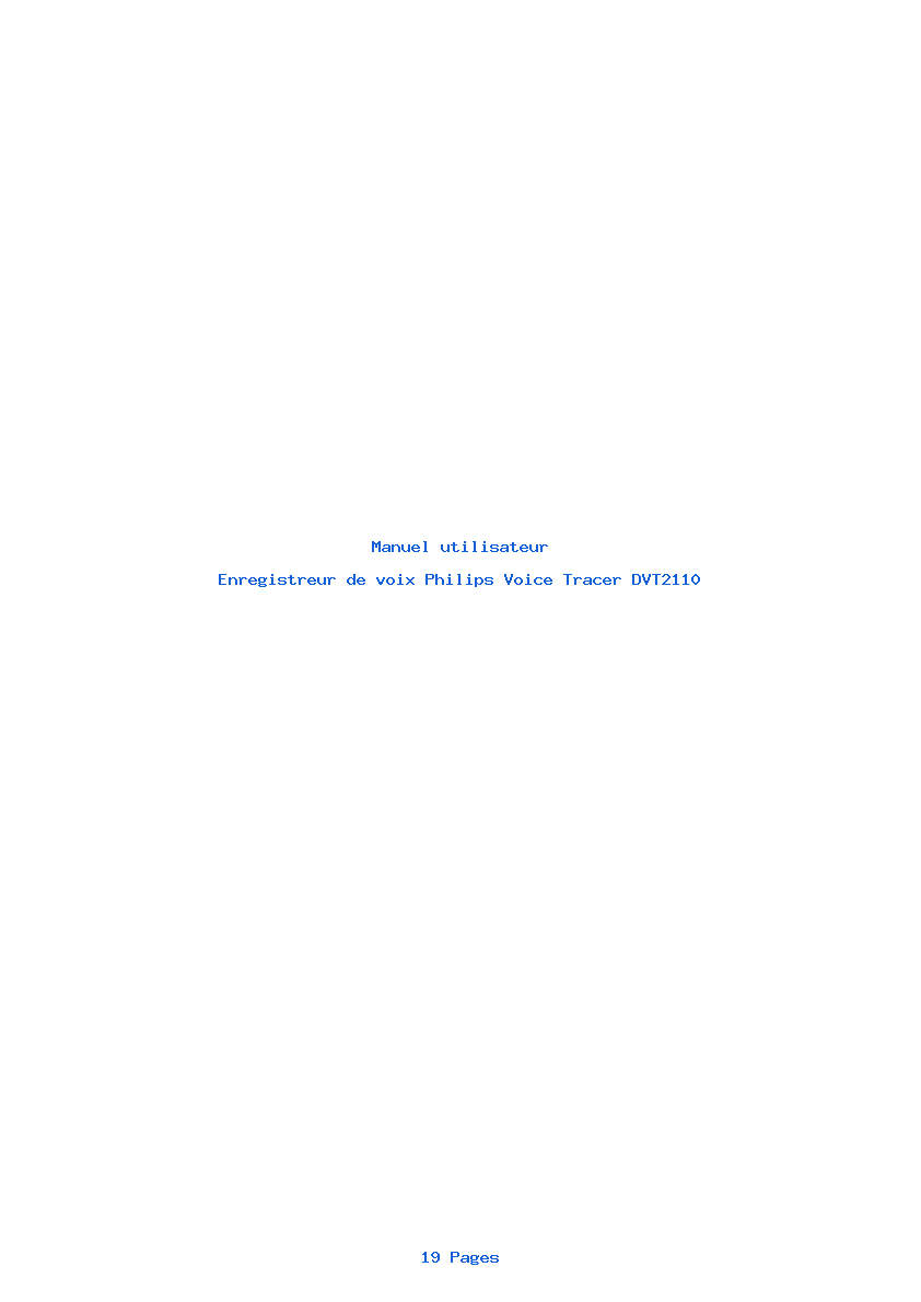 Page 1 de la notice Manuel utilisateur Philips Voice Tracer DVT2110