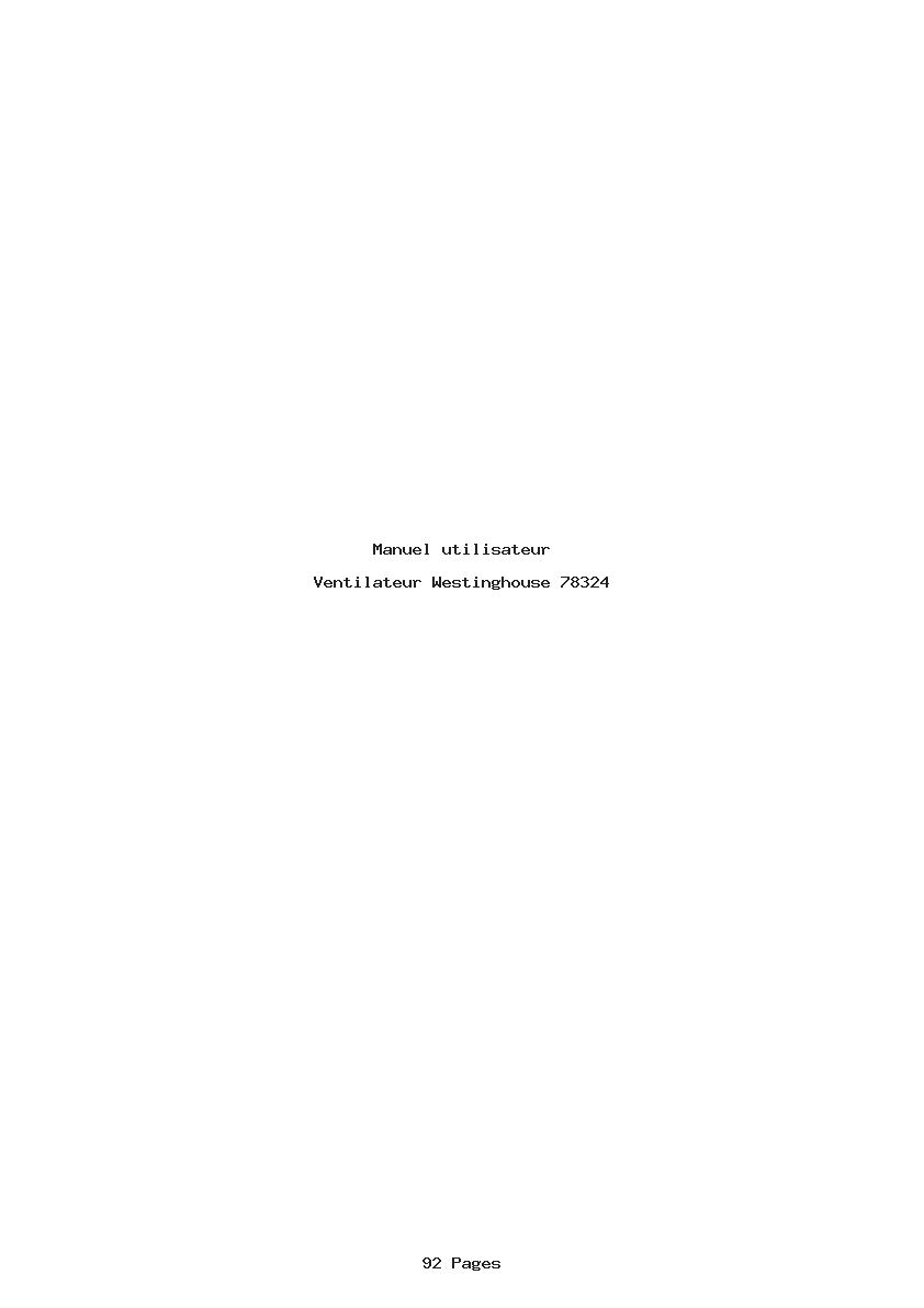 Page 1 de la notice Manuel utilisateur Westinghouse 78324