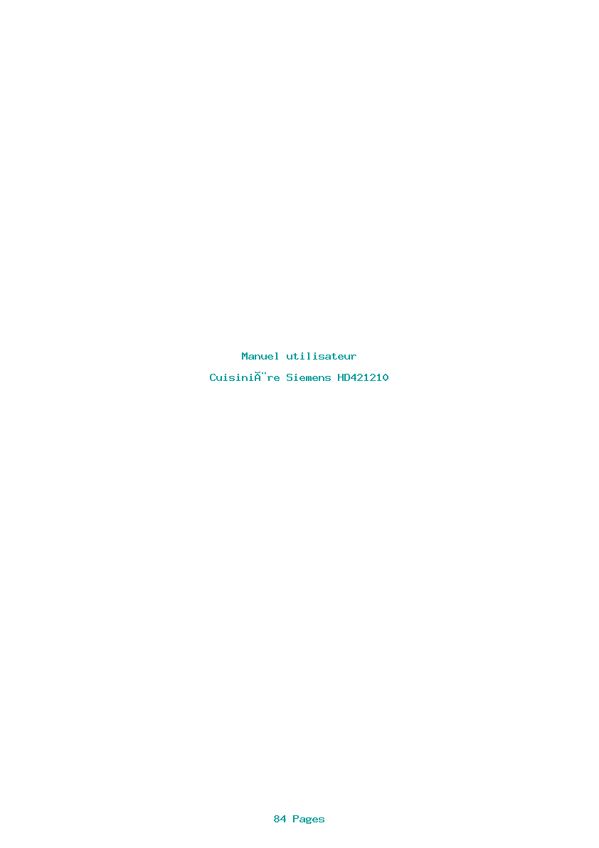 Page 1 de la notice Manuel utilisateur Siemens HD421210