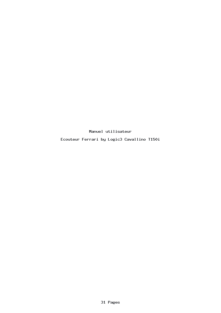 Page 1 de la notice Manuel utilisateur Ferrari by Logic3 Cavallino T150i