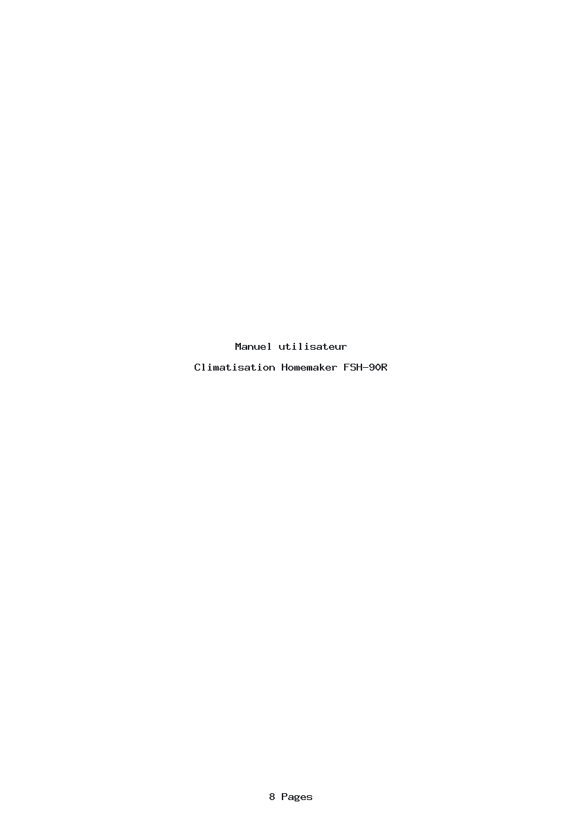Page 1 de la notice Manuel utilisateur Homemaker FSH-90R
