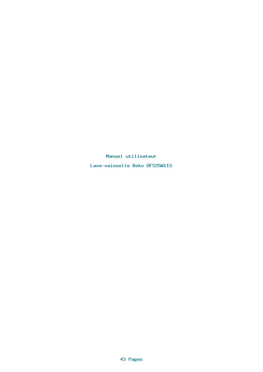 Page 1 de la notice Manuel utilisateur Beko DFS25W11S