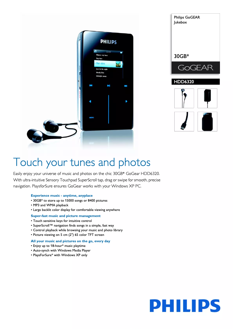 Page 1 of the manual Brochure Philips GoGear HDD6320