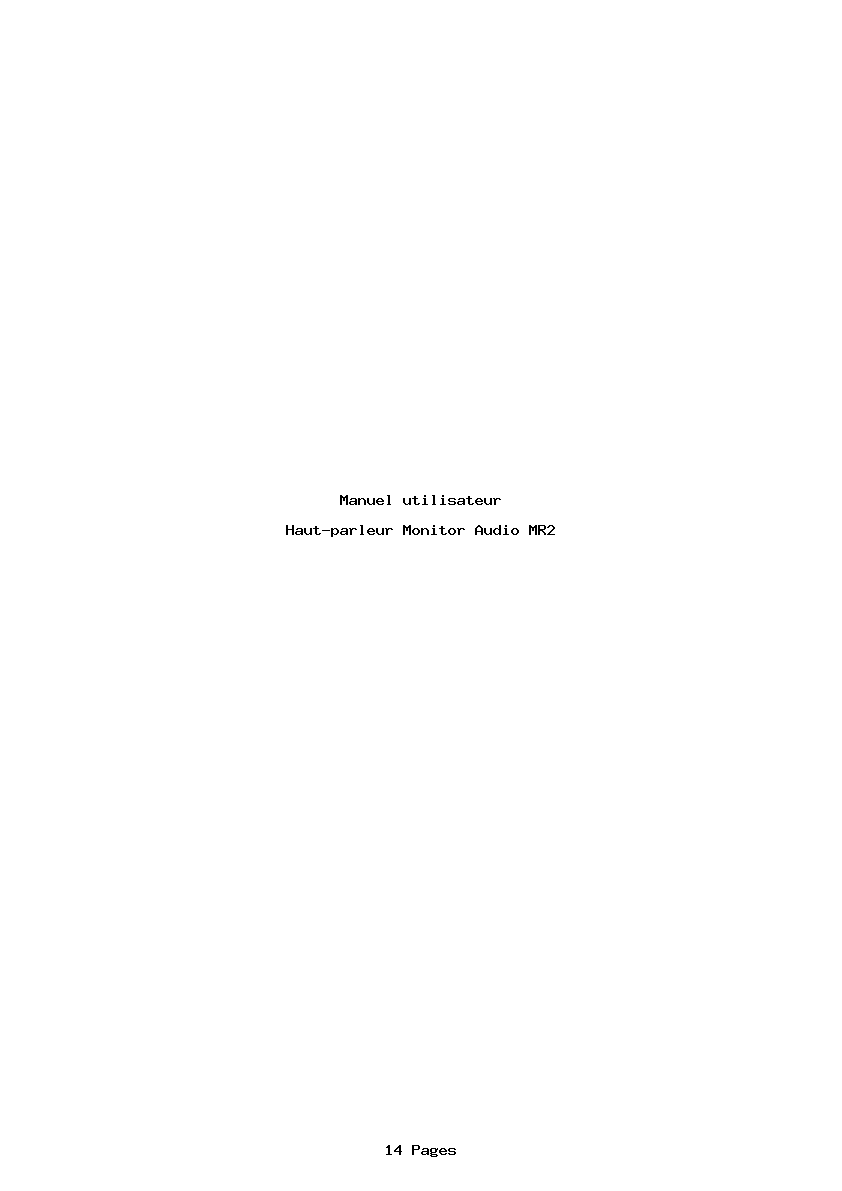 Page 1 de la notice Manuel utilisateur Monitor Audio MR2