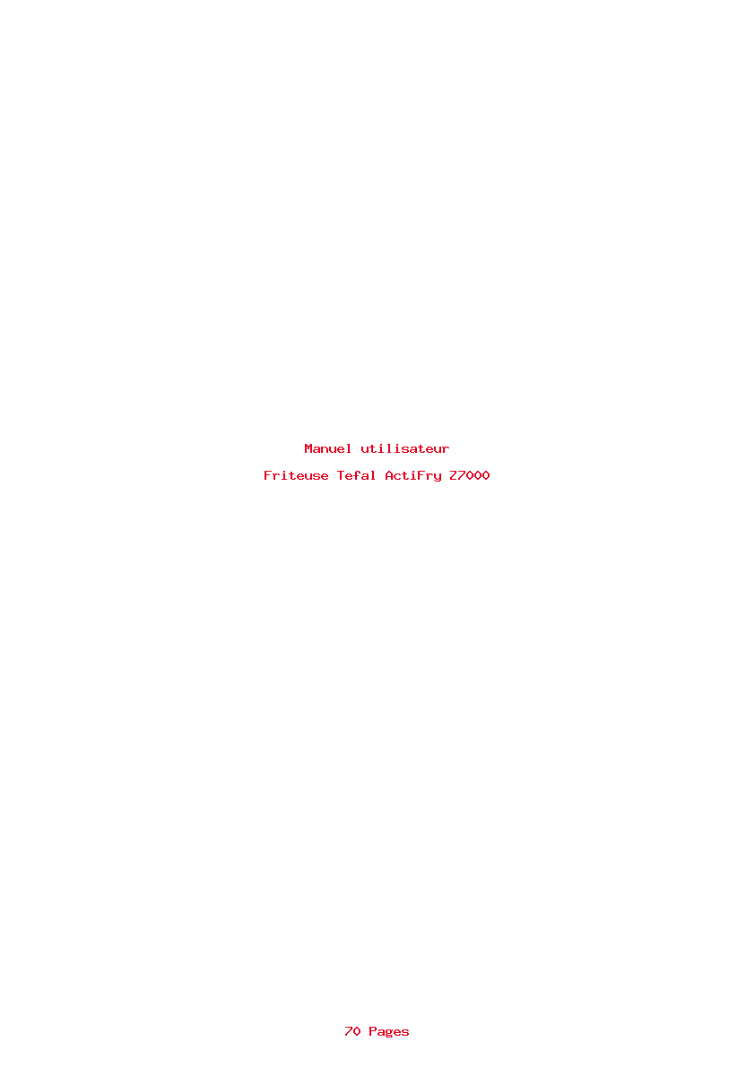 Page 1 de la notice Manuel utilisateur Tefal ActiFry Z7000