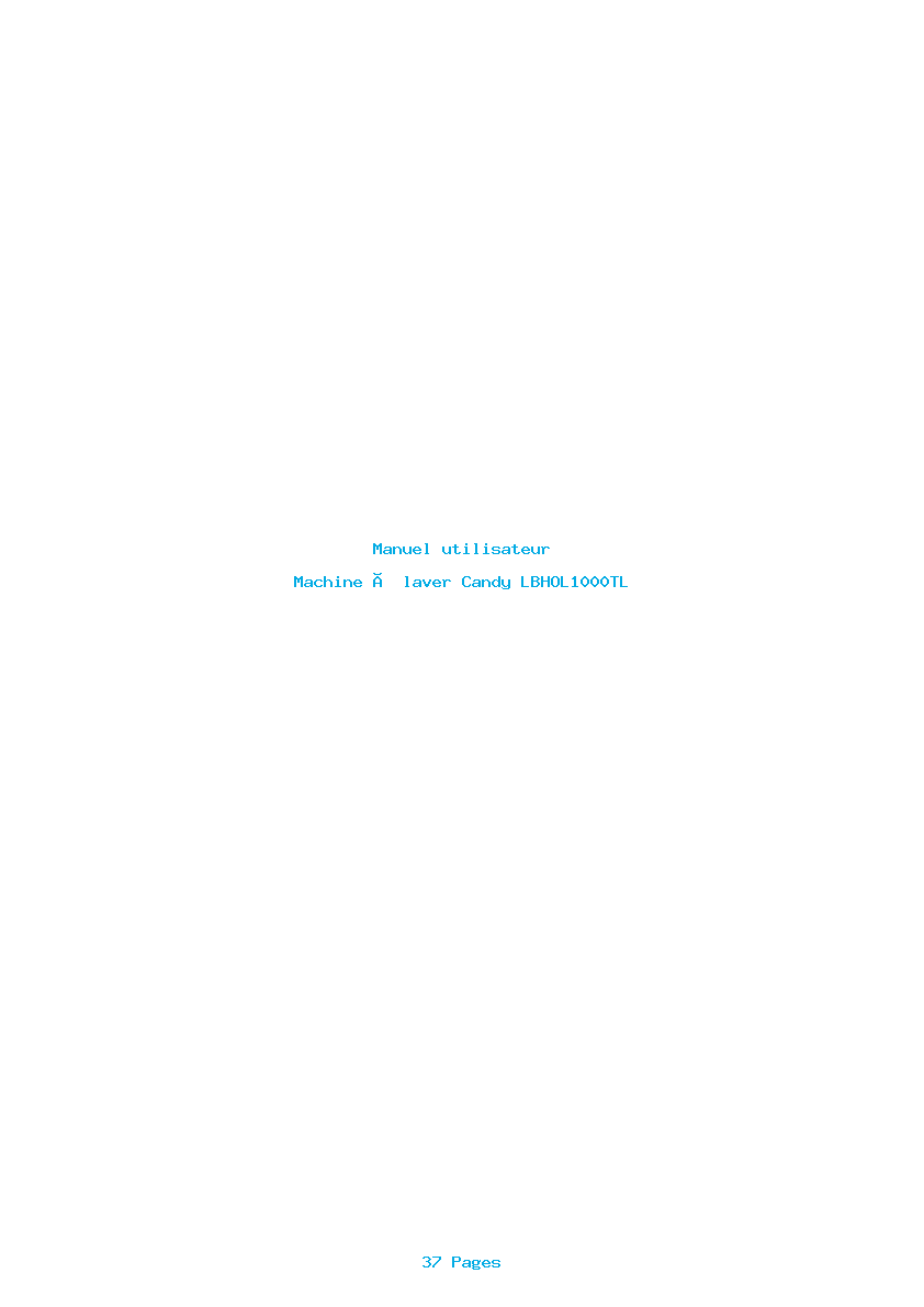 Page 1 de la notice Manuel utilisateur Candy LBHOL1000TL