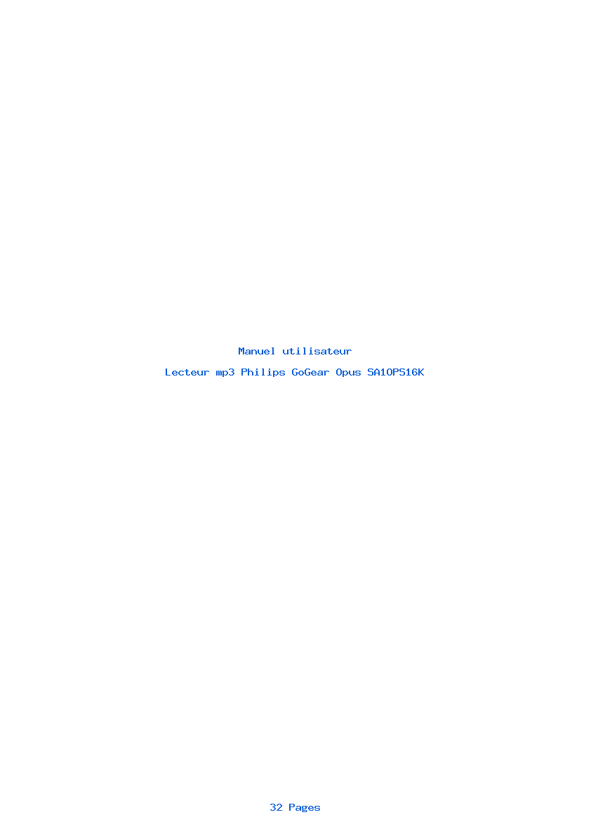 Page 1 de la notice Manuel utilisateur Philips GoGear Opus SA1OPS16K