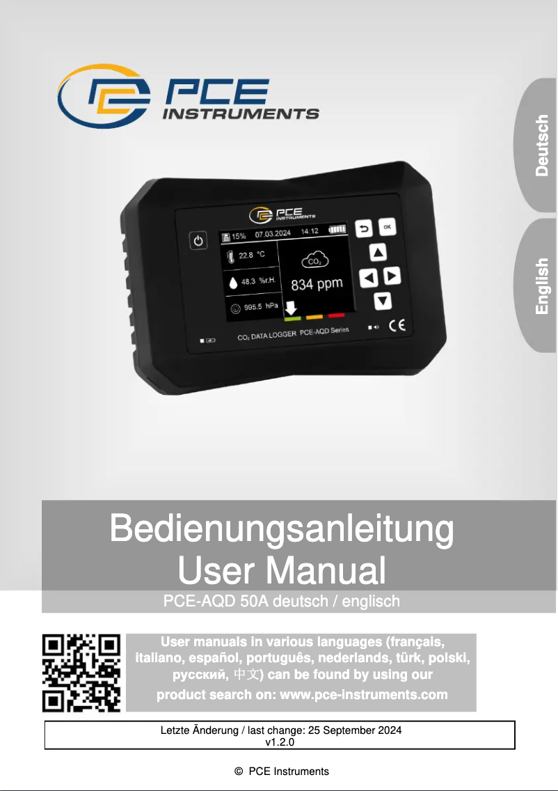 Página 1 del manual Manual de usuario PCE Instruments PCE-AQD 50A