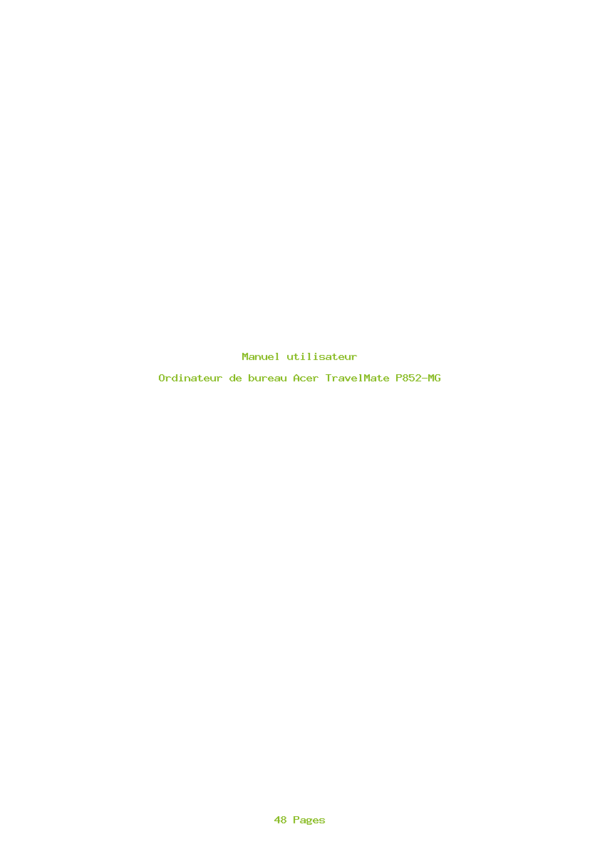 Page 1 de la notice Manuel utilisateur Acer TravelMate P852-MG