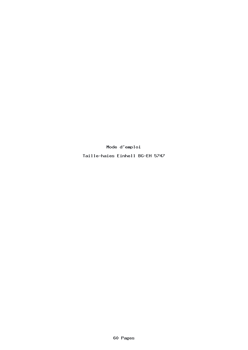Page 1 de la notice Mode d'emploi Einhell BG-EH 5747