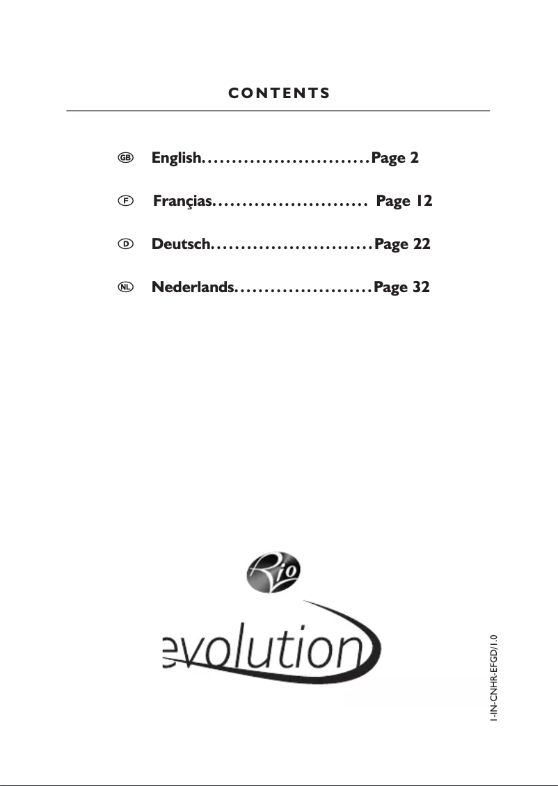 Page 1 de la notice Manuel utilisateur Rio CNHR