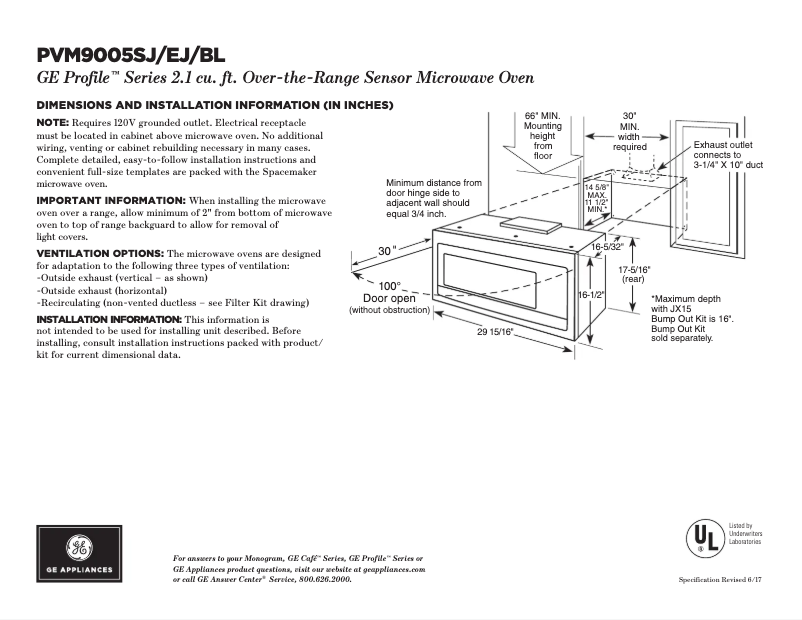 Page 1 de la notice Fiche technique GE Profile PVM9005BLTS
