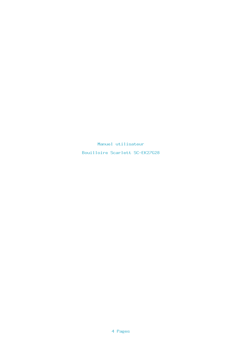 Page 1 de la notice Manuel utilisateur Scarlett SC-EK27G28