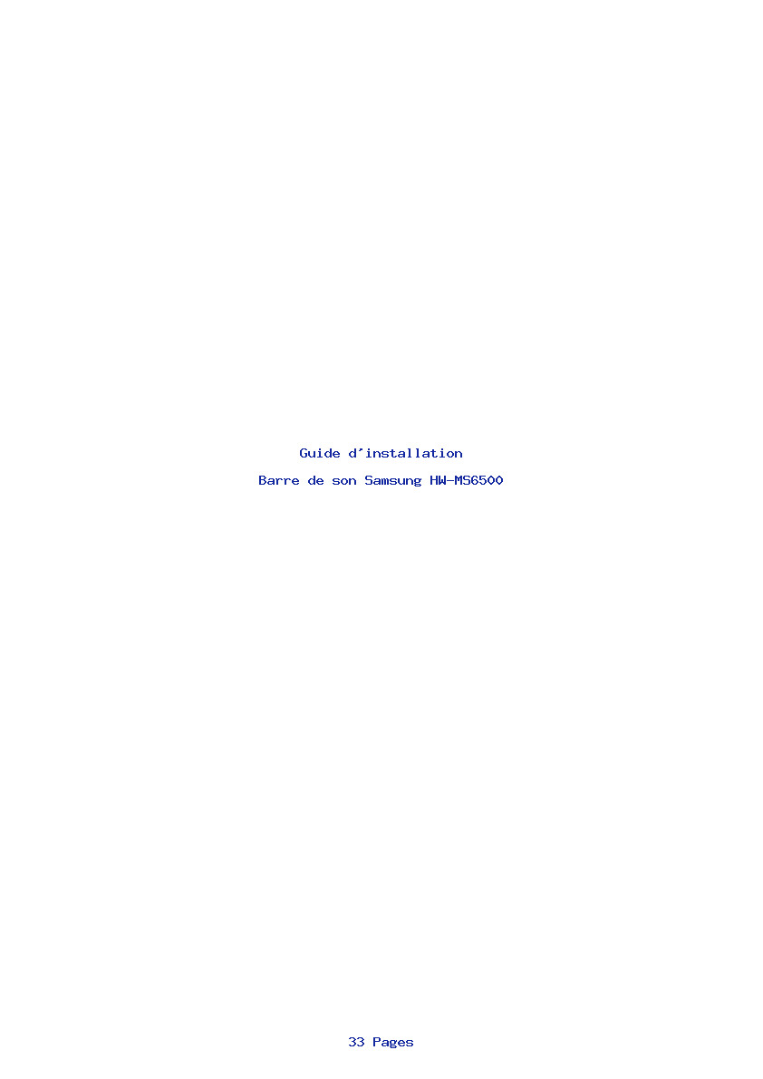 Page 1 de la notice Guide d'installation Samsung HW-MS6500