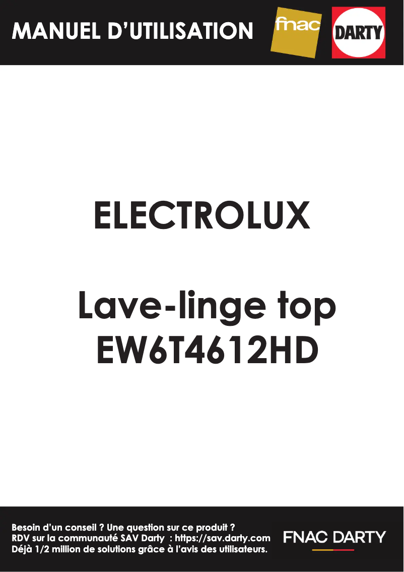 Page 1 de la notice Manuel utilisateur Electrolux EW6T4612HD