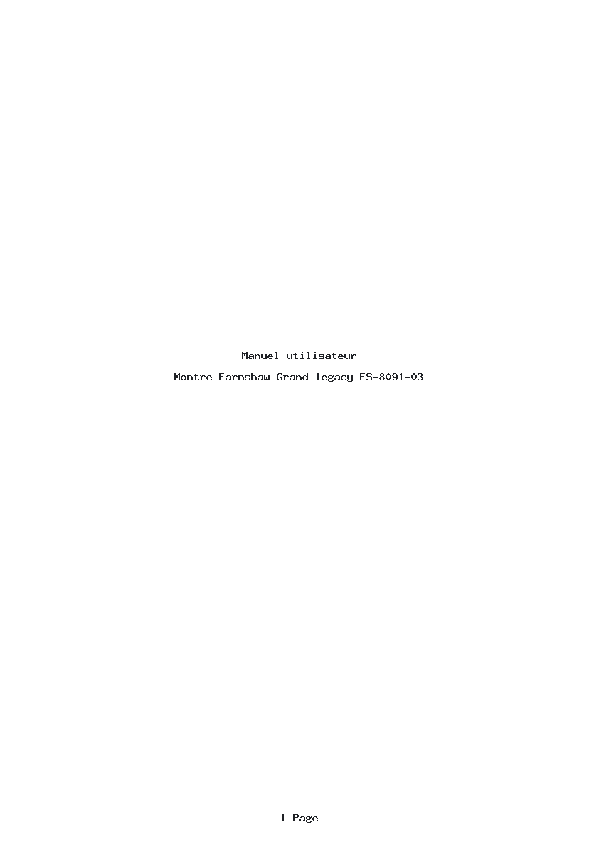 Page 1 de la notice Manuel utilisateur Earnshaw Grand legacy ES-8091-03