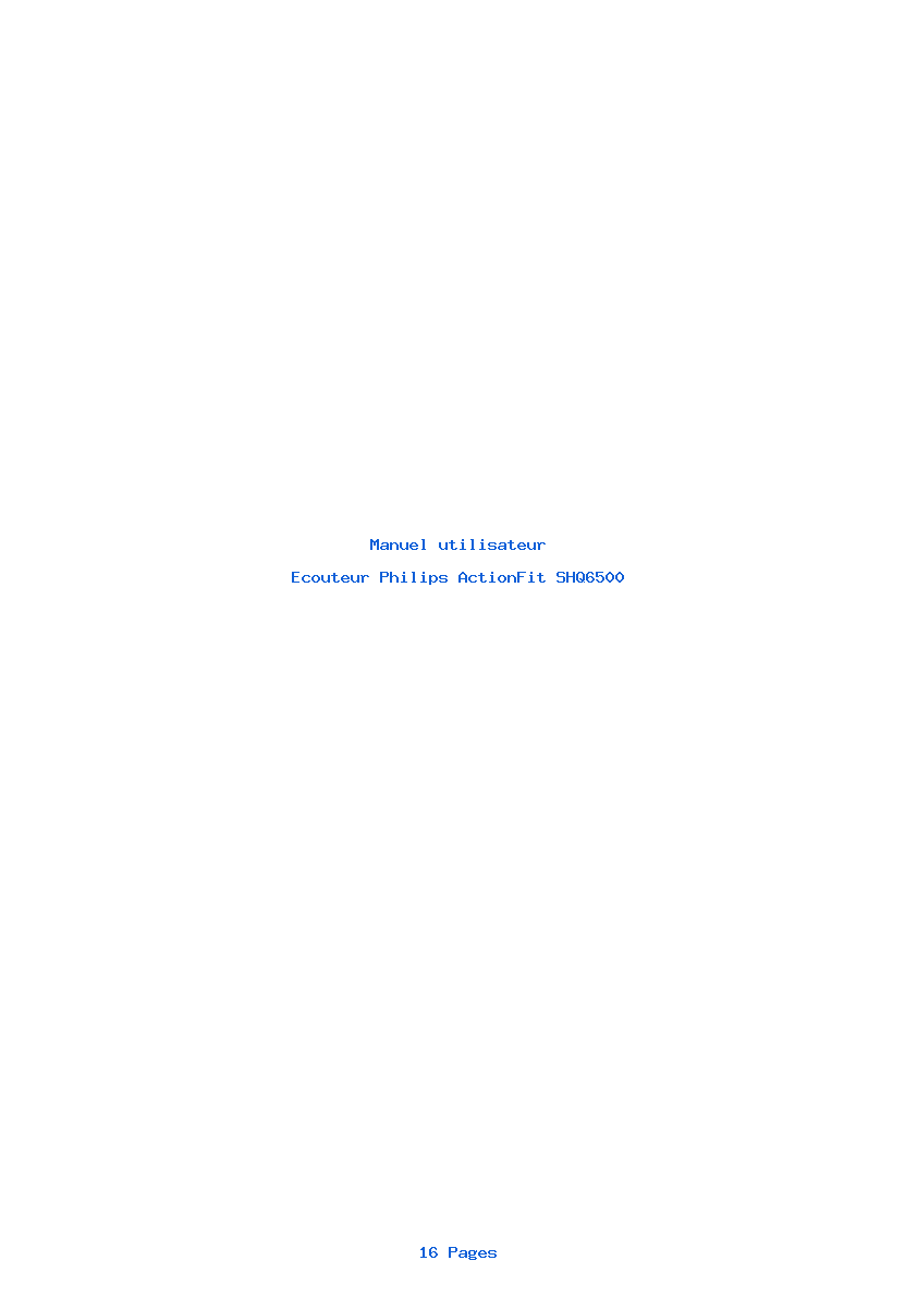 Page 1 de la notice Manuel utilisateur Philips ActionFit SHQ6500