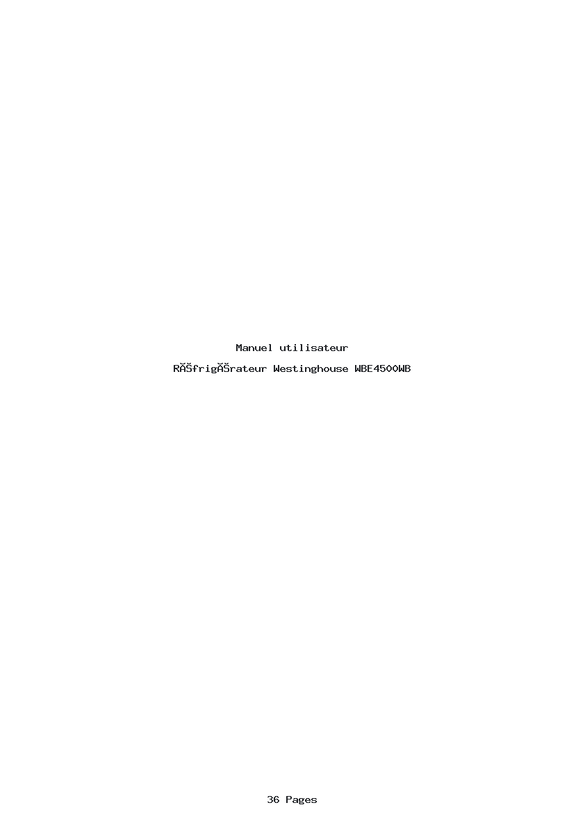 Page 1 de la notice Manuel utilisateur Westinghouse WBE4500WB