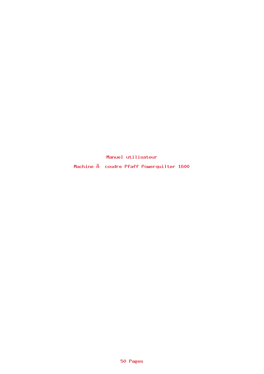 Page 1 de la notice Manuel utilisateur Pfaff Powerquilter 1600