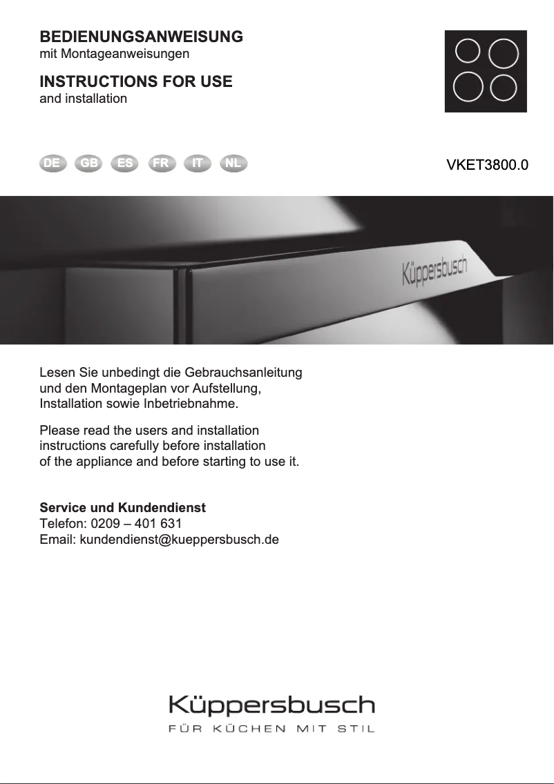 Página 1 del manual Manual de usuario Küppersbusch VKET3800.0