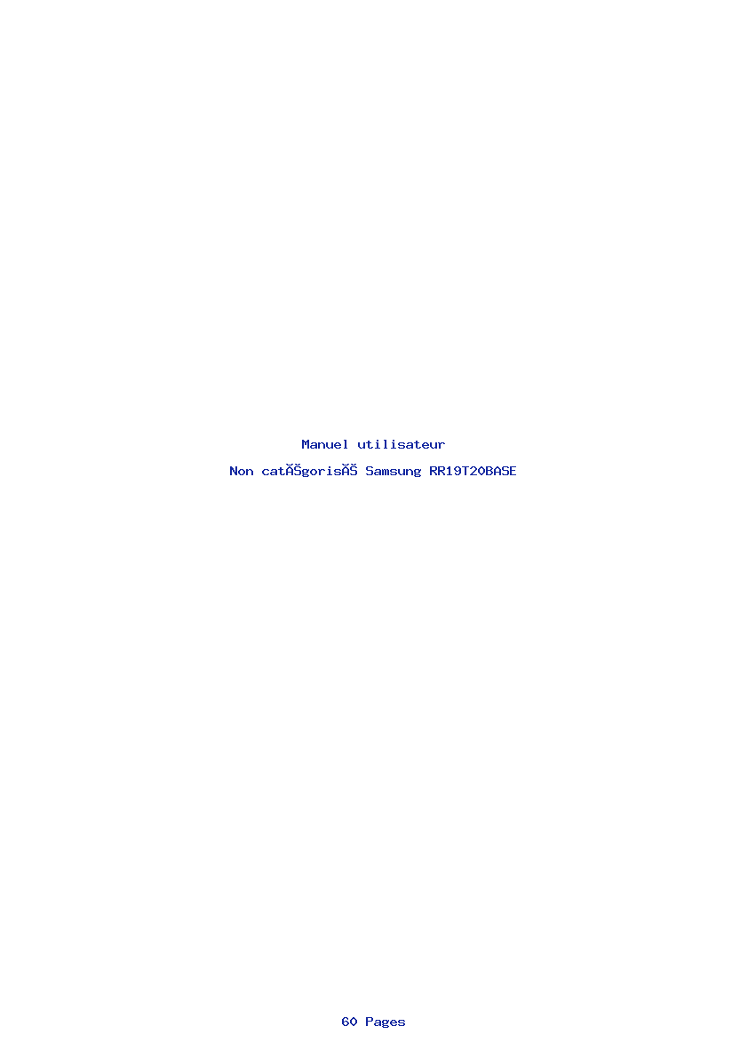 Page 1 de la notice Manuel utilisateur Samsung RR19T20BASE