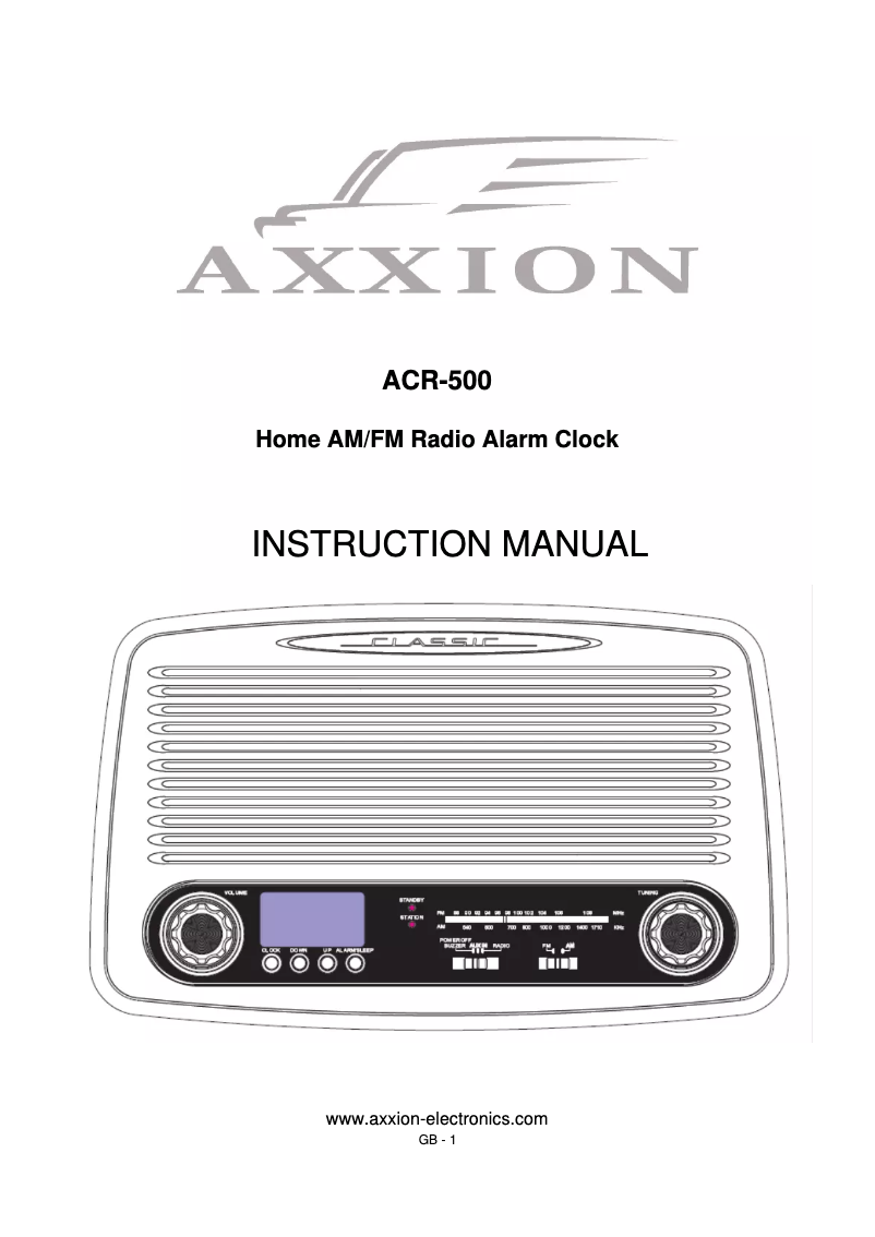 Page 1 de la notice Manuel utilisateur Axxion ACR-500