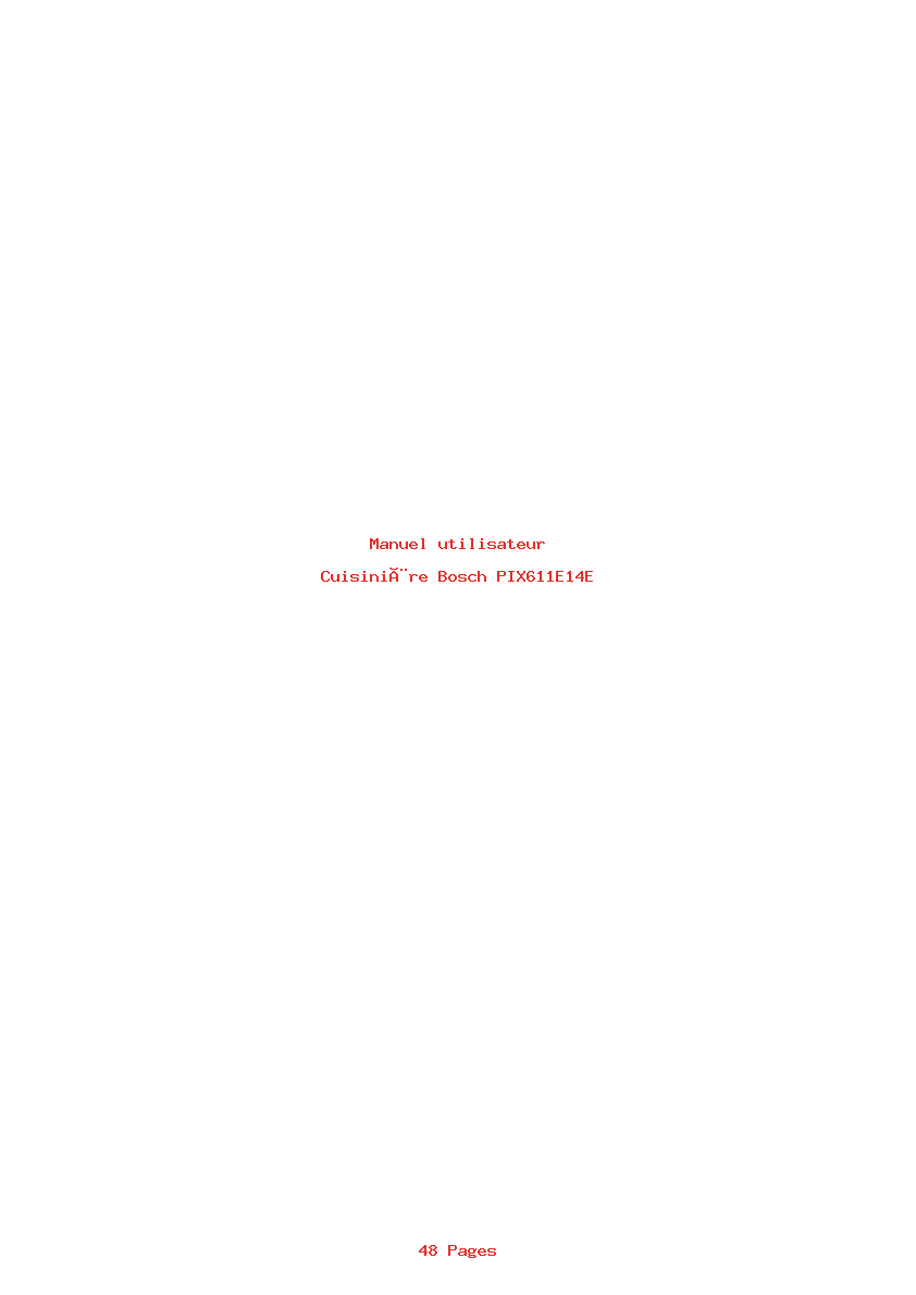 Page 1 de la notice Manuel utilisateur Bosch PIX611E14E