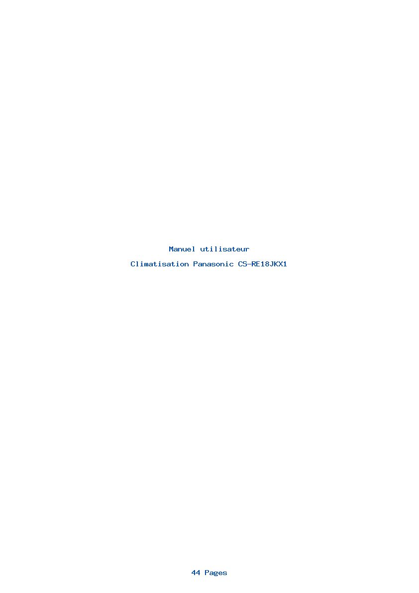 Page 1 de la notice Manuel utilisateur Panasonic CS-RE18JKX1