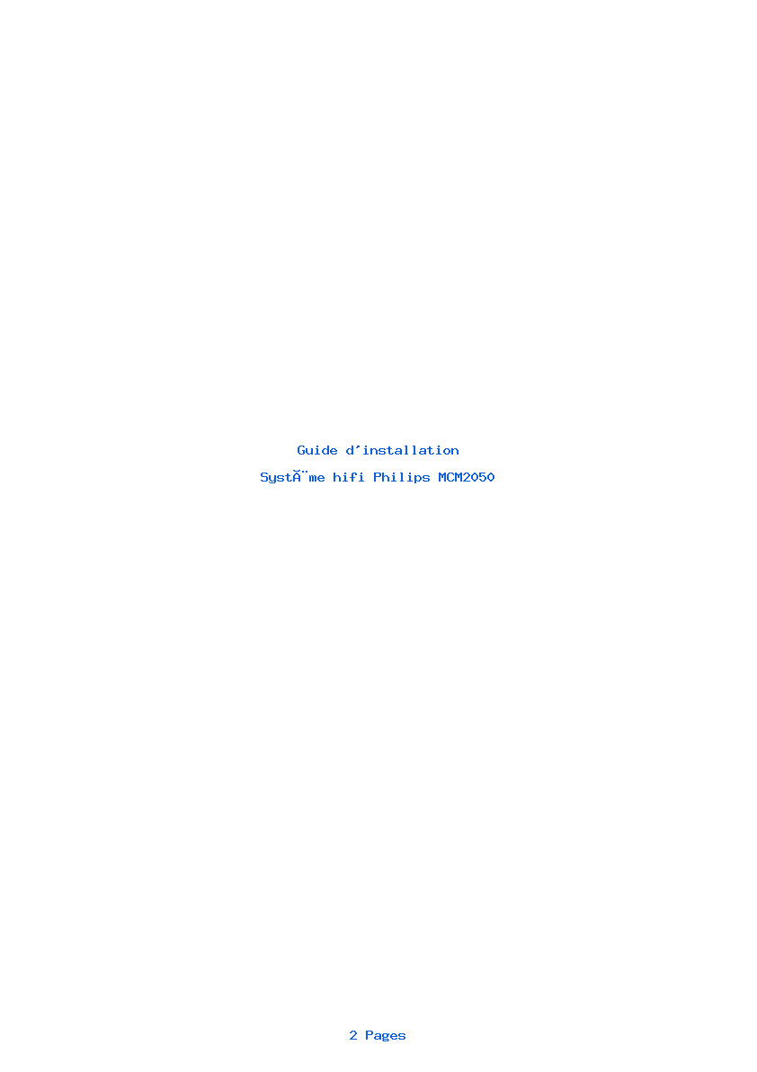 Page 1 de la notice Guide d'installation Philips MCM2050