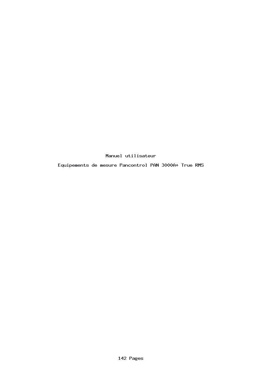 Page 1 de la notice Manuel utilisateur Pancontrol PAN 3000A+ True RMS
