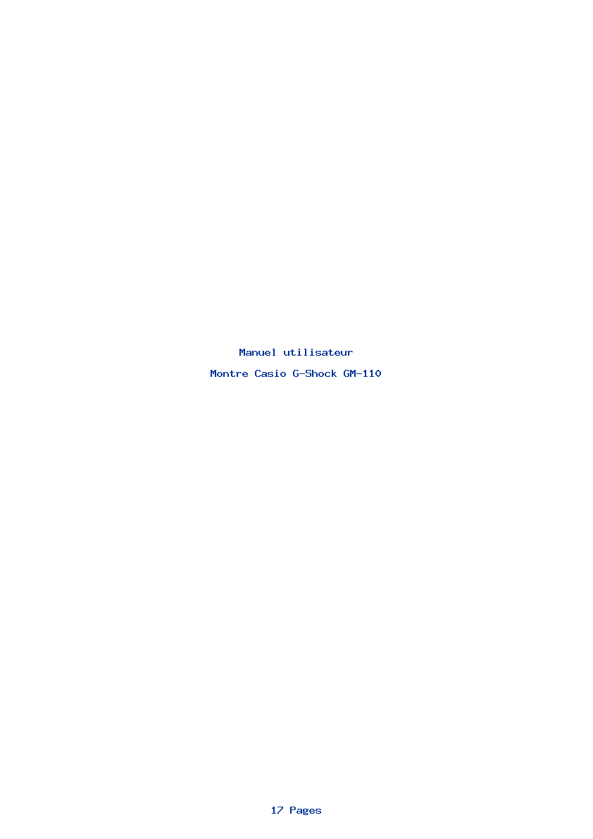 Page 1 de la notice Manuel utilisateur Casio G-Shock GM-110