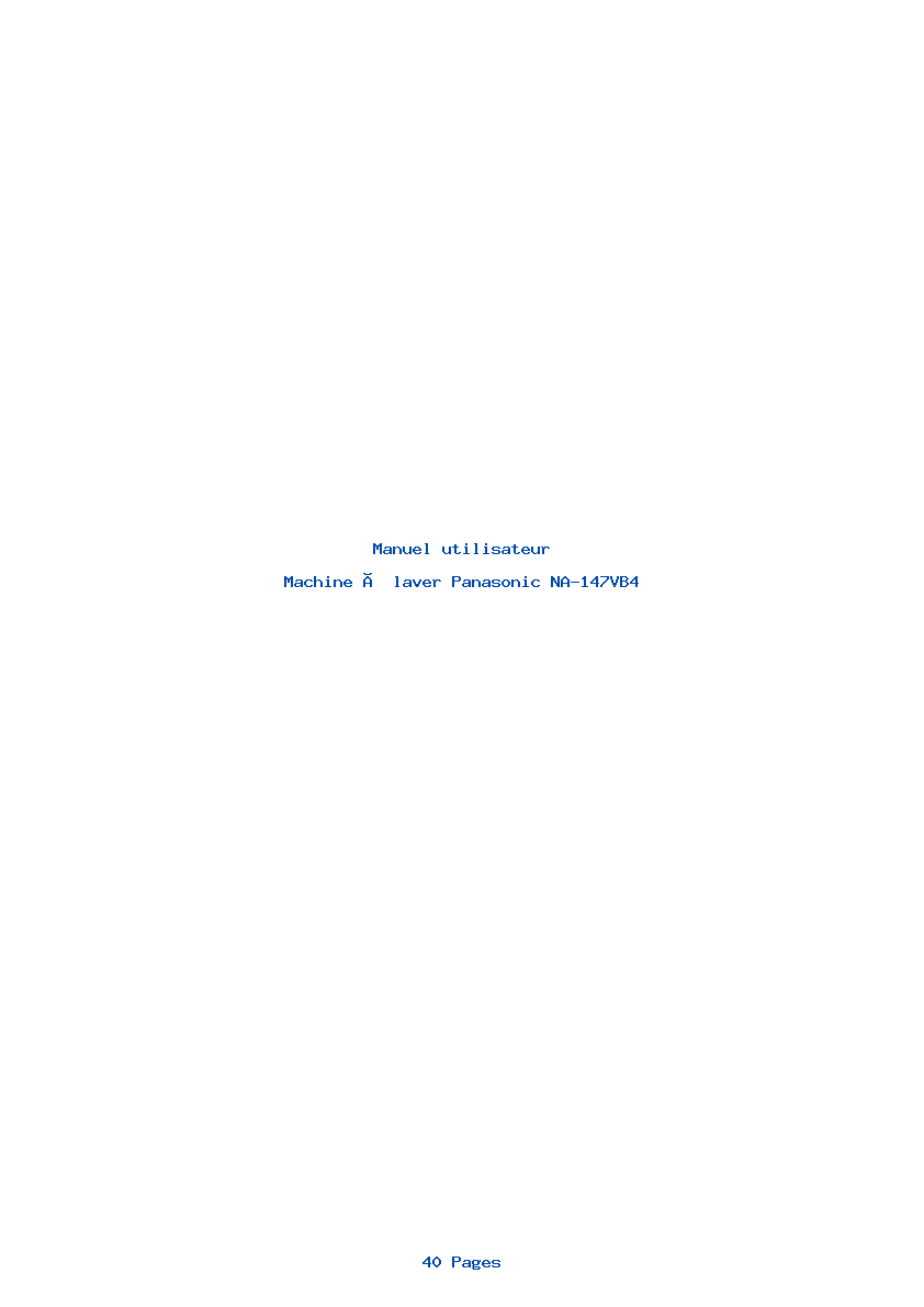 Page 1 de la notice Manuel utilisateur Panasonic NA-147VB4