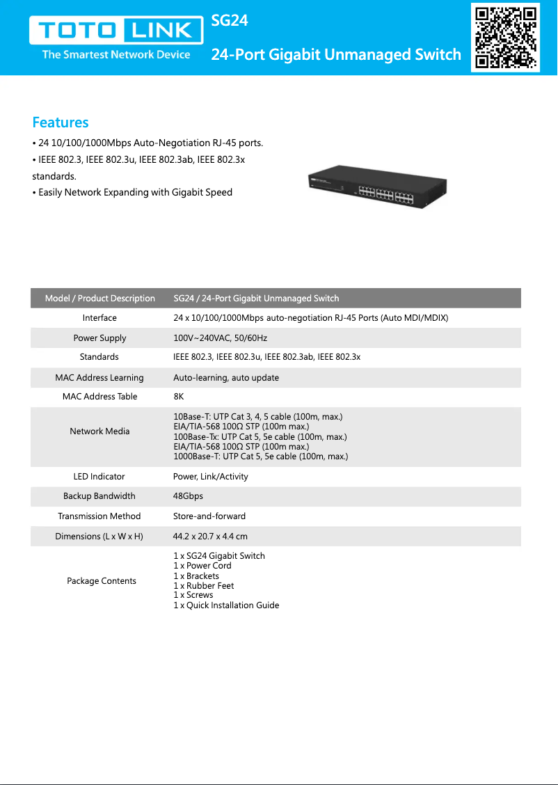 Página 1 del manual Manual de usuario Totolink SG24