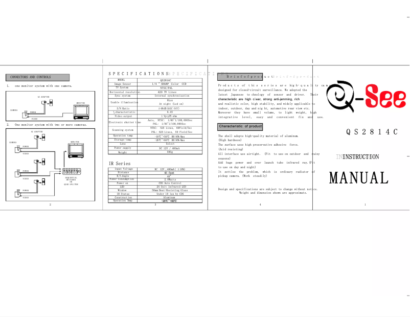 Página 1 del manual Manual de usuario Q-See QS2814C