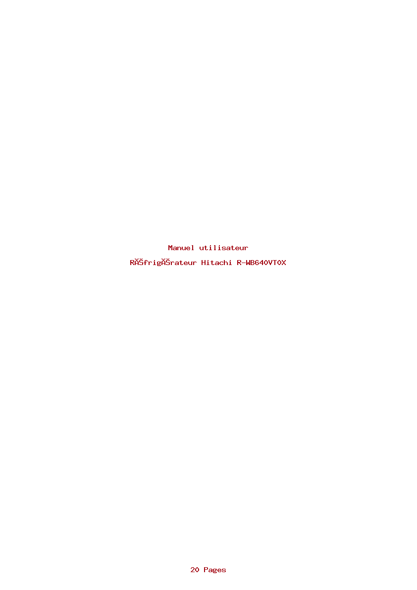 Page 1 de la notice Manuel utilisateur Hitachi R-WB640VT0X