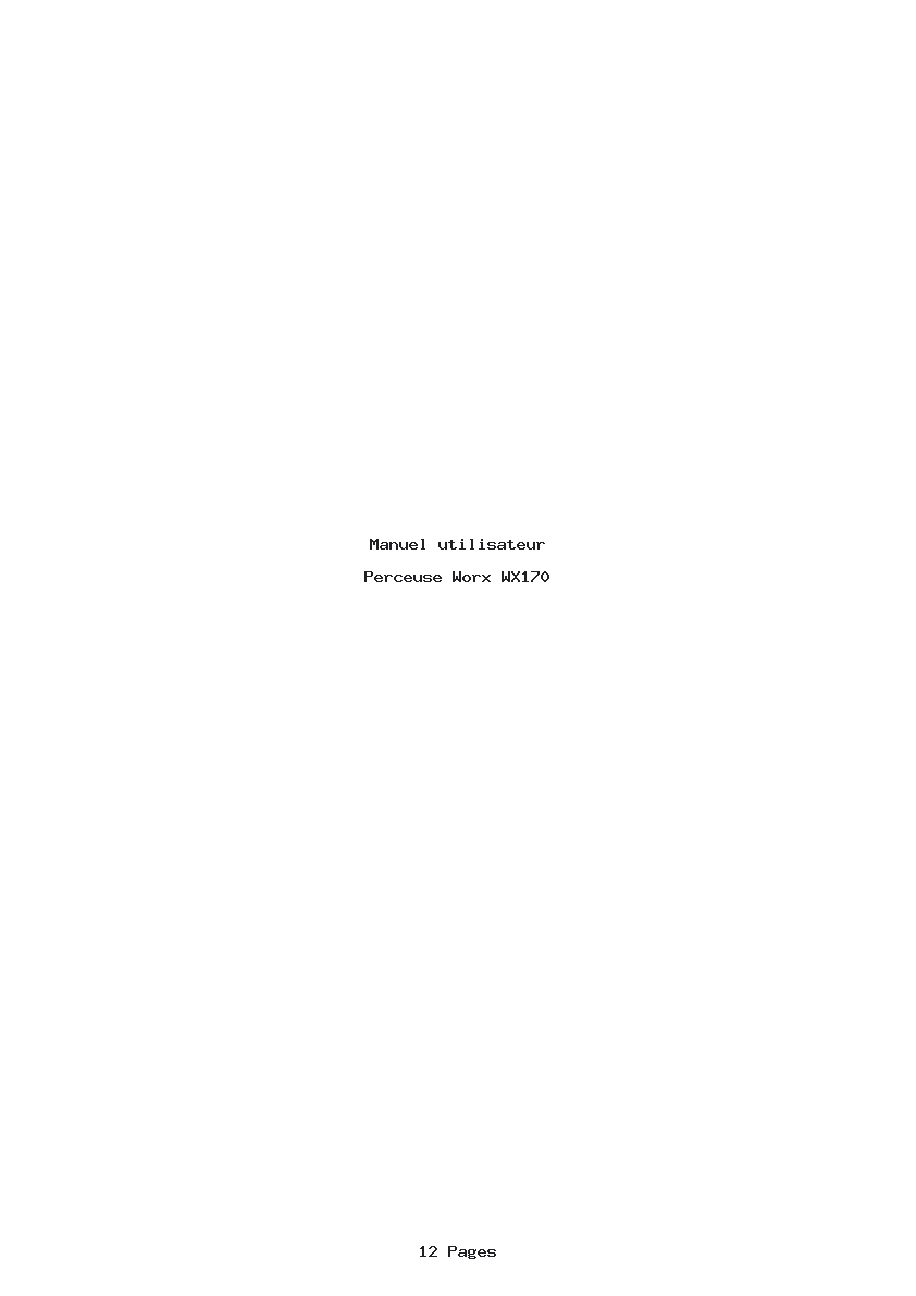 Page 1 de la notice Manuel utilisateur Worx WX170